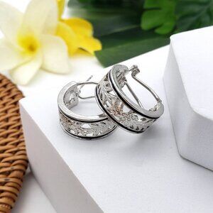 Silver Hawaiian French Back Maile Stud Earrings